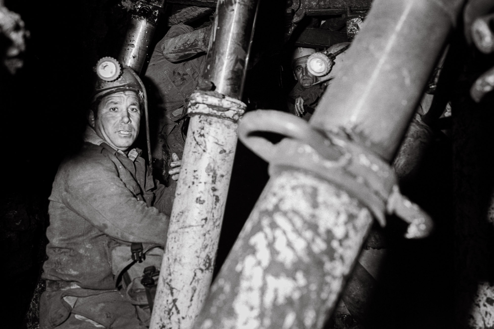 Bart-Deseyn-photographer-albania-1992-22 Miner in a mine shaft photographed in 1992 in Albania, Durrës region