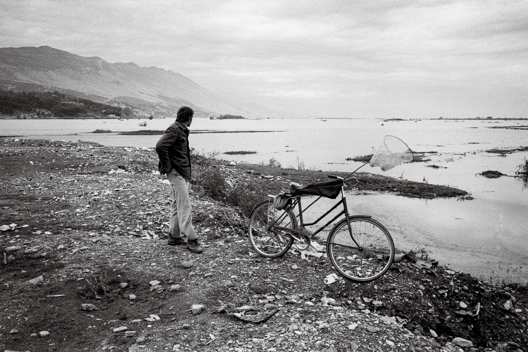 Bart-Deseyn-photographer-albania-1992-46 Man overlooking Lake Shkodër photographed in 1992 in Albania, Shkodër Region