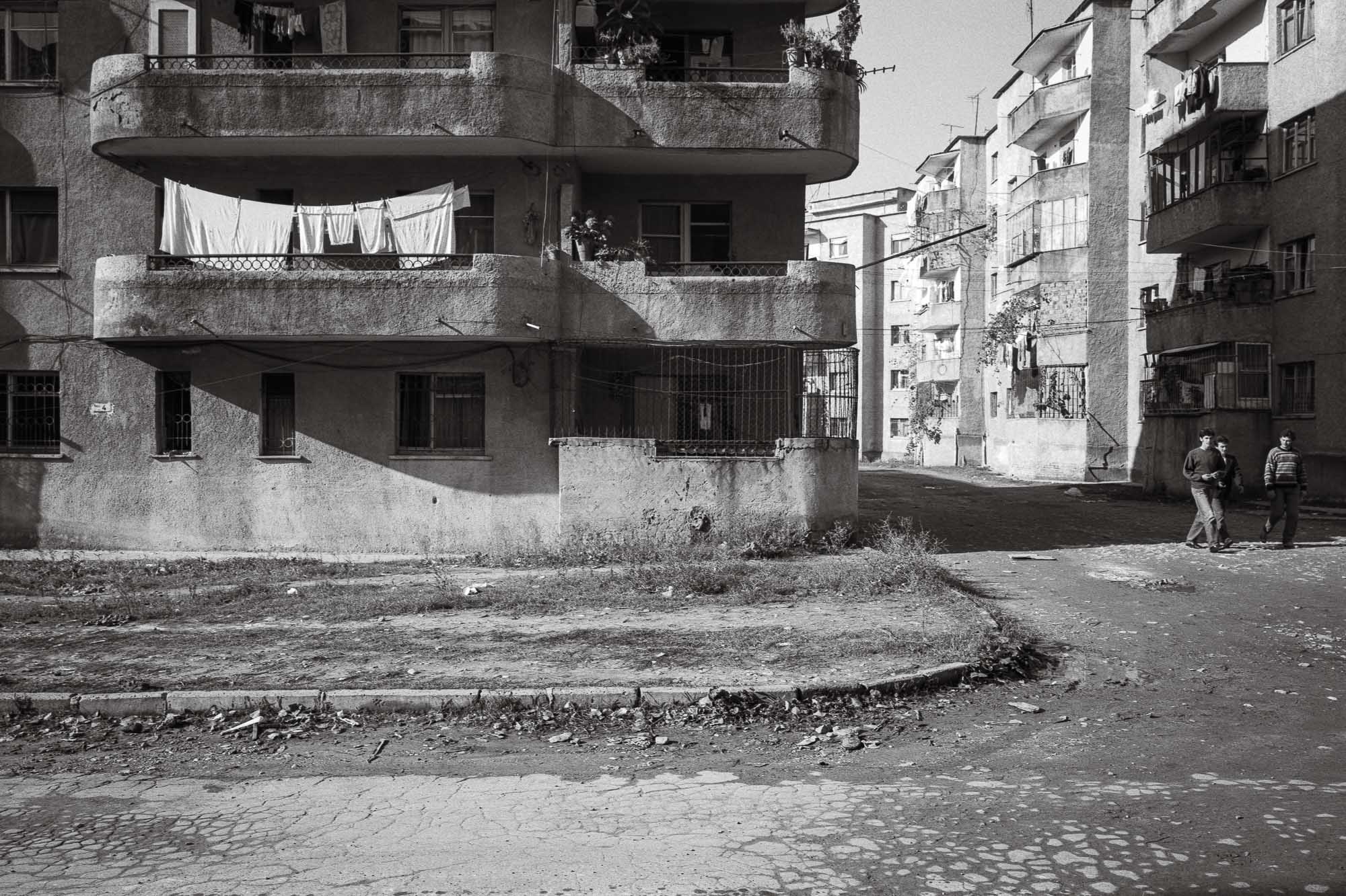 Bart-Deseyn-photographer-albania-1992-6 Boys in a street in Tirana photographed in 1992 in Albania, Tirana region