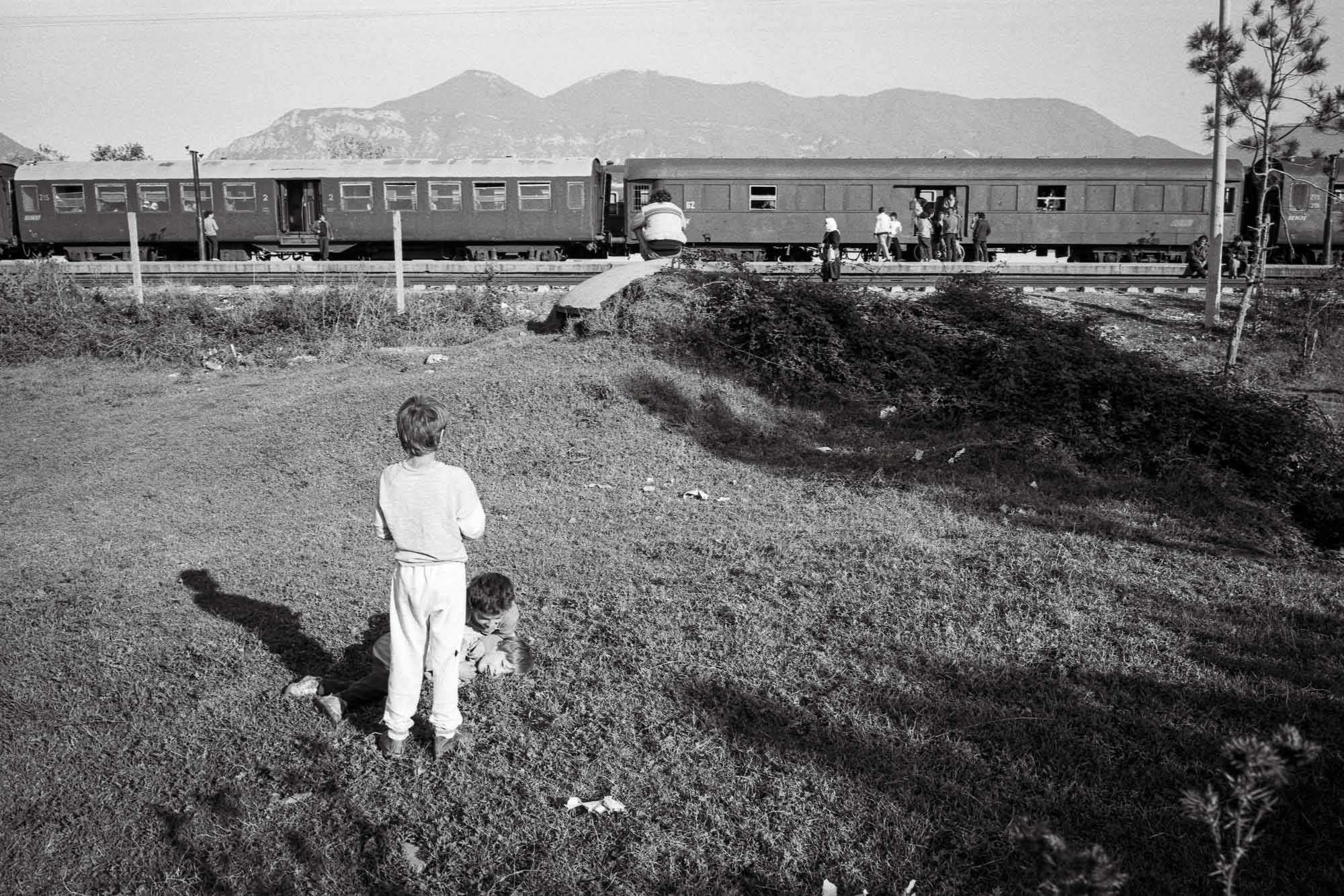 Bart-Deseyn-photographer-albania-1992-8 Train platform photographed in 1992 in Albania, Tirana region