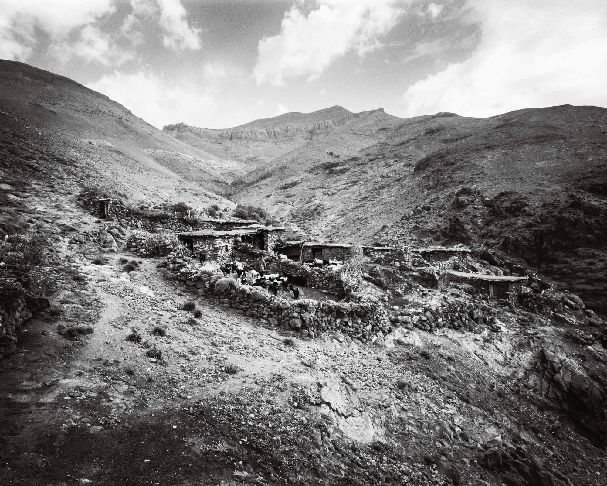 Tagharghist, a berber village in Morocco, azib, or shepherd’s hut, at the winter pastures of Agouni n’ait Anou, spring 2013