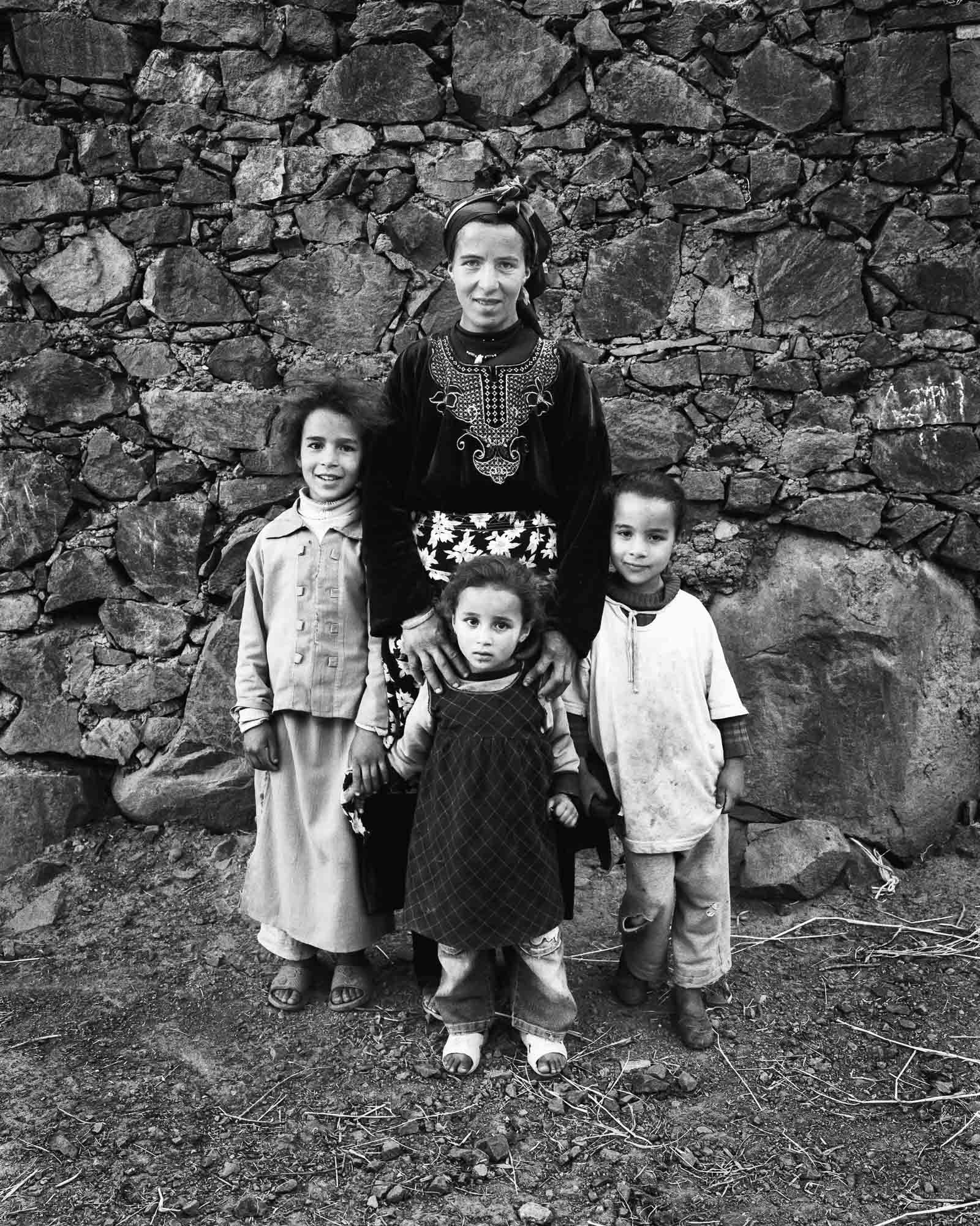Tagharghist, a berber village in Morocco, Fadma Arbuz with her nieces Mina, Latifa and Zahra Idzdo, spring 2009