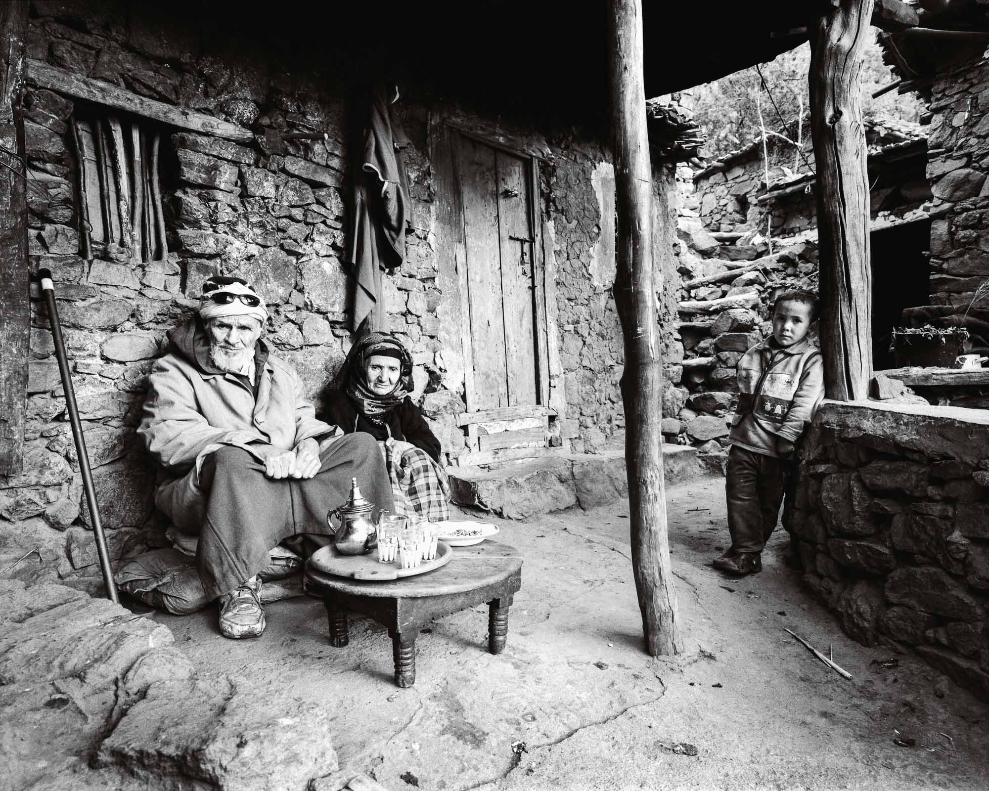 Tagharghist, a berber village in Morocco, Mohammed Arbuz and Kebira Ait Salah with their grandson Hassan, spring 2013